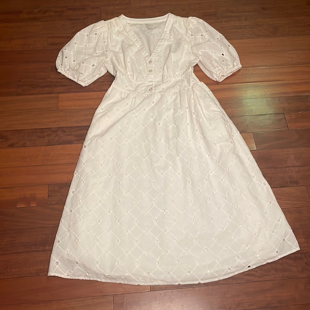 Target A New Day White A-Line Eyelet MIDI Dress